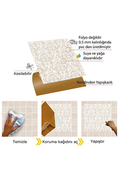 TİNK Kendinden Yapışkanlı Salon Çiçekli Desenli Pvc Karo 30x30 Cm (11 ADET) 1m2