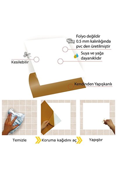 TİNK Kendinden Yapışkanlı Düz Beyaz Desenli Pvc Karo 30x30 Cm (11 ADET) 1m2