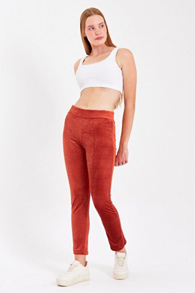 Mossta Colanți din velur de culoare cărămidă