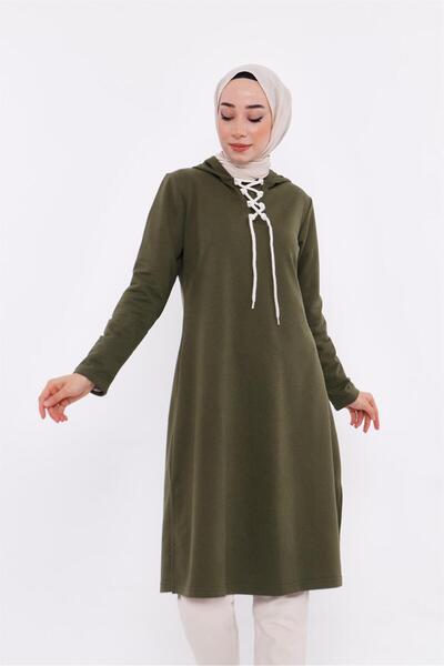 Bwest Eflin Collar Tied Hooded Long Sweatshirt - 03030.005 - Khaki