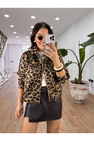 2she Leopar Baskılı Kaşe Ceket