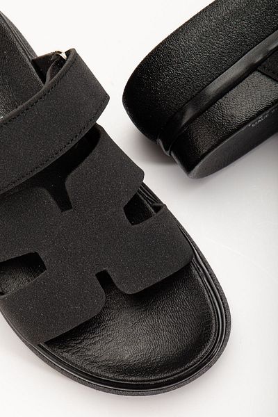 serkanseyyid 24422-HERMES Μαύρα Wedge Heel Γυναικεία Σανδάλια