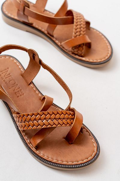 serkanseyyid 205-09 Tan Orthopedic Genuine Leather Women's Sandals