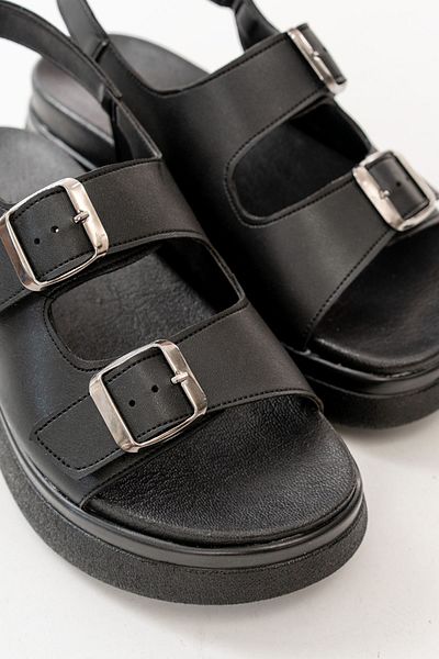 ELLOLİTA LUXURY SHOES 24422-1185 Black Wedge Heel Women's Sandals
