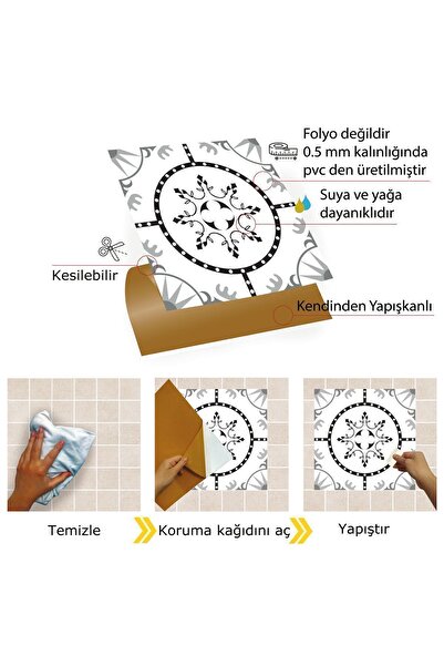 TİNK Kendinden Yapışkanlı Geometrik Solo Desenli Pvc Karo 30x30 Cm (11 Adet) 1m2