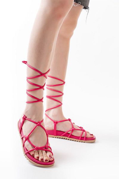 İNFON Infon 1001-1001 Fuchsia Ankle Lace-Up Women's Sandals