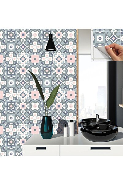 TİNK Kendinden Yapışkanlı Yeşil-pembe Pvc Karo 30x30 Cm (56 Adet) 5m2