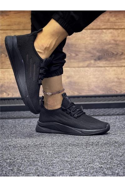 homiro Black Knitwear Women's Sports Shoes - Lace-up
