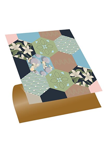 TİNK Kendinden Yapışkanlı Kesilebilir Geometrik Çiçek Desenli Pvc Karo 30x30 Cm (4 ADET) 0,36 M2