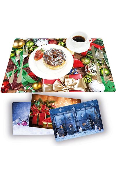 TİNK New Year 2 Patterned PVC Set of 4 Placemats 30x45 Cm