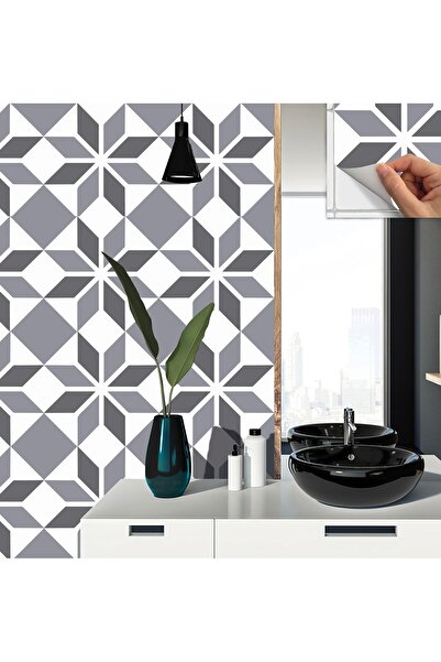 TİNK Kendinden Yapışkanlı Banyo Mutfak Kaplama Geometrik 01 Desenli Pvc Karo 30x30 Cm (11 ADET) 1 M2