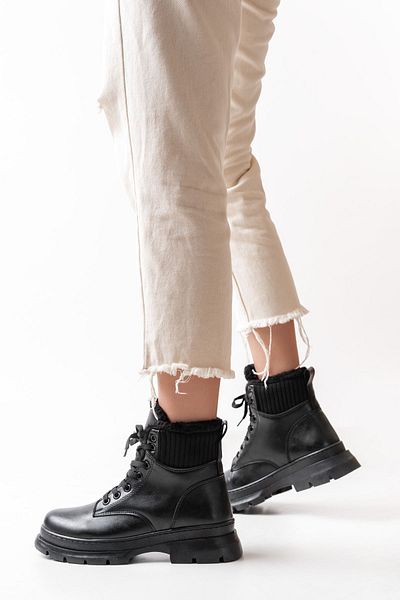 Moda Asmira Asm-080 Black Lace-Up Daily Women's Boots