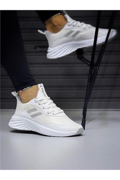 homiro Tenis sport alb pentru femei - cu șireturi
