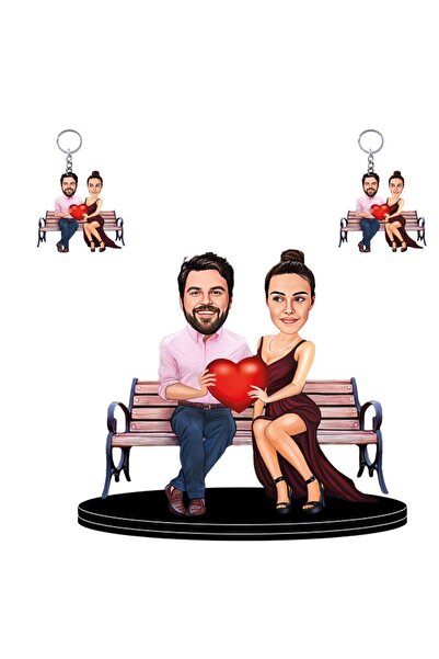 wonderlike Kişiye Özel Sevgili 3d Ahşap Biblo + 2 Adet Anahtarlık Hediyeli Se...