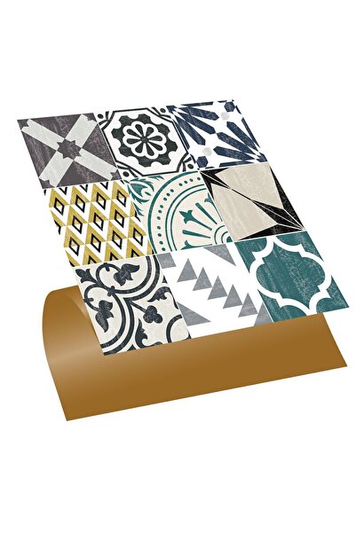 TİNK Kendinden Yapışkanlı Karma Retro Gri Desenli Pvc Karo 30x30 Cm (56 Adet)...