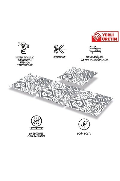 TİNK Kendinden Yapışkanlı Banyo Mutfak Kaplama Geometrik 01 Desenli Pvc Karo 30x30 Cm (11 ADET) 1 M2