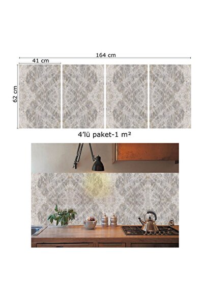 TİNK Kendinden Yapışkanlı Buzlu Gri Mermer Desenli Pvc Panel 41x62 Cm (4 ADET) 1 M²
