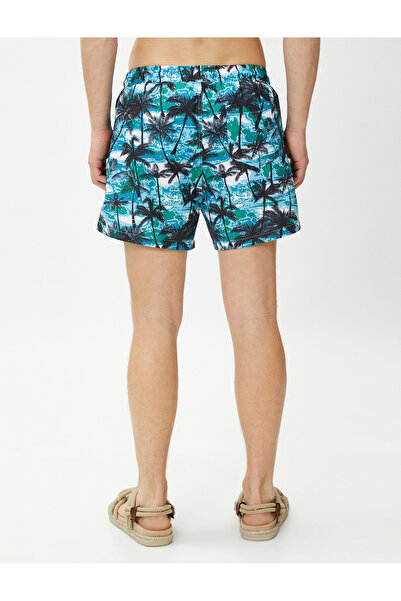 Koton Σορτς μαγιό με στάμπα από φοίνικα, δαντέλα στη μέση και τσέπη