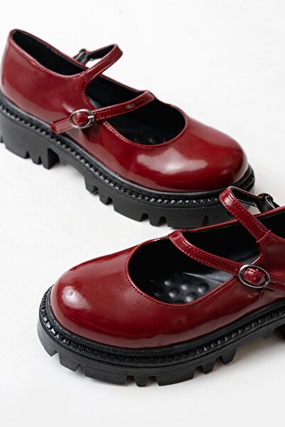 infon shoes creation 868-756 Claret Red λουστρίνι καθημερινά παπούτσια Loafer με ψηλή σόλα