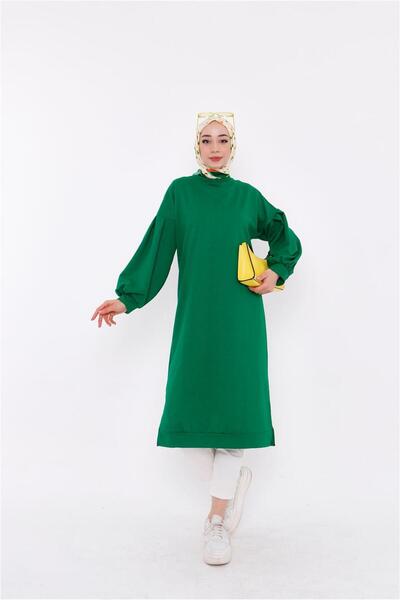 Bwest Hira Balloon Sleeve Midi Length Plain Basic Sweatshirt - 03031.111 - Beneton Green