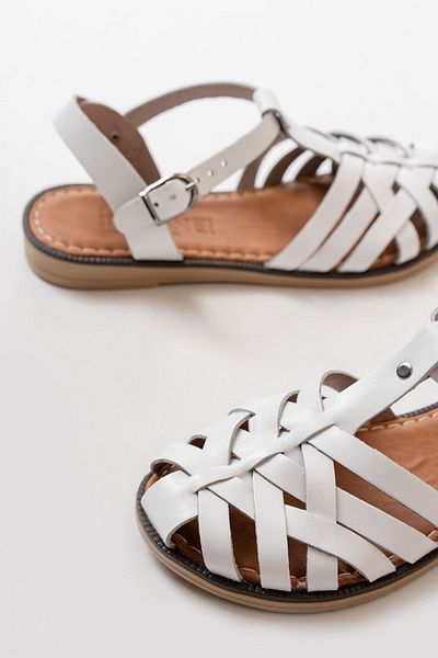 lavish Gold 205-02 White Orthopedic Genuine Leather Women's Sandals