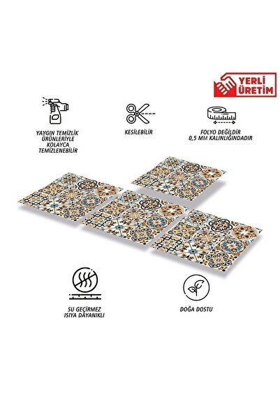 TİNK Kendinden Yapışkanlı Tezgah Arası Kaplama Fas 019 Karma Desenli Pvc Karo 30x30 Cm (56 ADET) 5m2