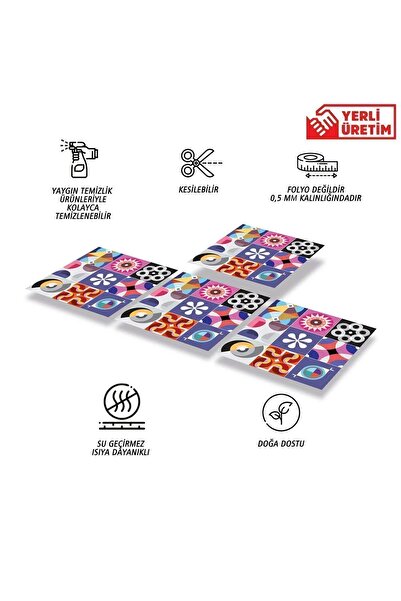 TİNK Kendinden Yapışkanlı Şeker Desenli Pvc Karo 30x30 Cm (11 Adet) 1m2