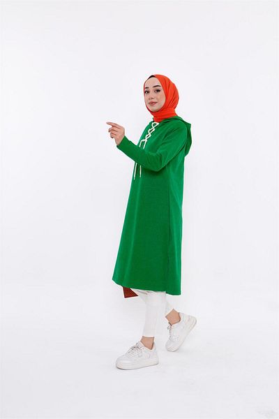 Bwest Eflin Collar Hooded Long Sweatshirt - 03030.111 - Beneton Green