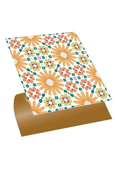 TİNK Kendinden Yapışkanlı Turuncu Çiçek Bahçesi Desenli Pvc Karo 30x30 Cm (4 ...
