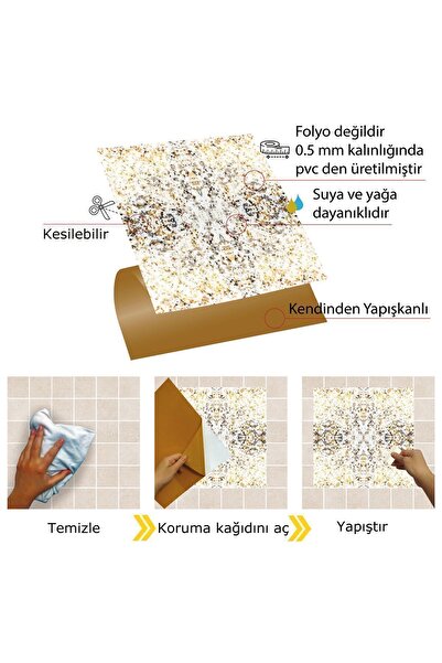 TİNK Kendinden Yapışkanlı Silinebilir Mermer 011 Desenli Pvc Karo 30x30 Cm (11 ADET) 1m2