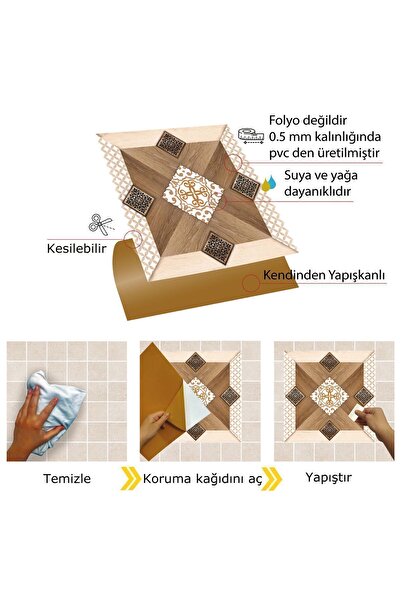 TİNK Kendinden Yapışkanlı Ahşap 003 Desenli Pvc Karo 30x30 Cm (4 ADET) 0,36 M²
