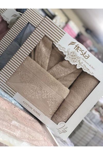 Fiesta Σετ μπουρνούζι μονό βαμβακερό Jacquard