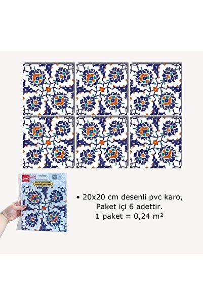 TİNK Kendinden Yapışkanlı Çini Desenli Pvc Karo 20x20 Cm 6'lı Paket