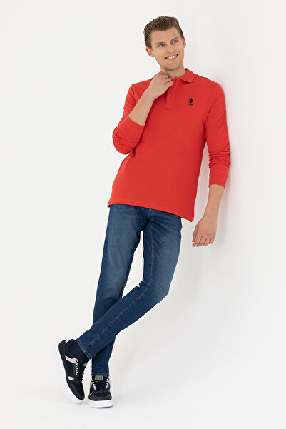 U.S. Polo Assn. Ανδρικό κόκκινο βασικό φούτερ 50269404-VR030