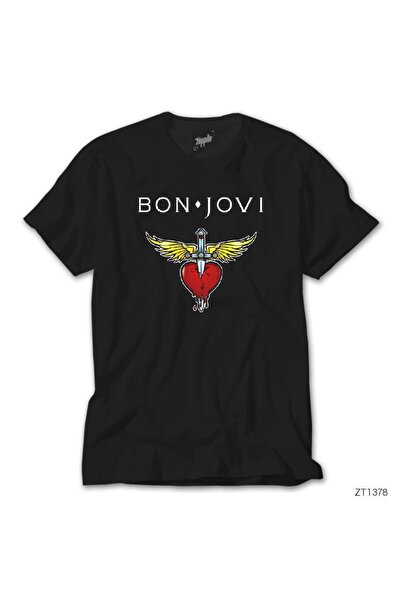 WAKHA Tricou negru Bon Jovi Hearth