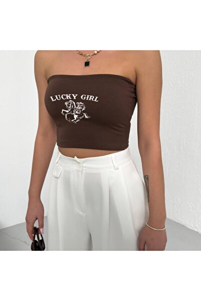 Toum модні бюстгальтери Lucky Girl з принтом, з еластичної бавовняної тканини, без бретелей