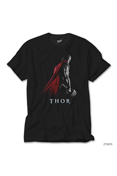 WAKHA Tricou negru Thor, demn de Mjolnir