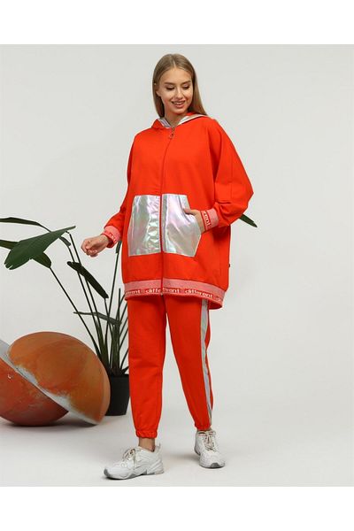 Bwest Nursima Knitwear Detailed Zippered Sports Double Set - 70078.036 - Orange