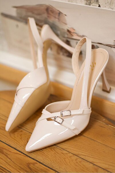 Mida Shoes Ten Rugan Çift Tokalı Kadın Topuklu Ayakkabı