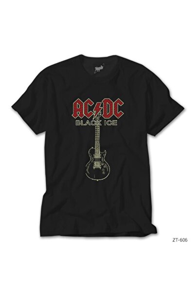 WAKHA Tricou negru AC DC Black Ice Guitar