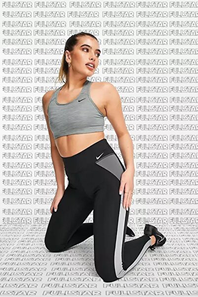 Nike One Dri Fit Color Block Leggings Toparlayıcı 2 Iç Cepli Siyah Gri Tayt