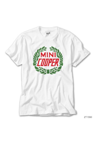 WAKHA ميني كوبر شعار قديم تي شيرت أبيض