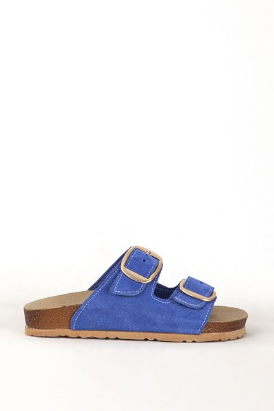Dericlub Zy 7543 Saxblue - Καθημερινές άνετες γυναικείες παντόφλες με διπλό λουράκι και αγκράφα