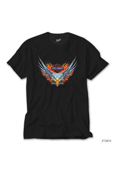 Z zepplin Μαύρο T-shirt Harley Chopper Eagle