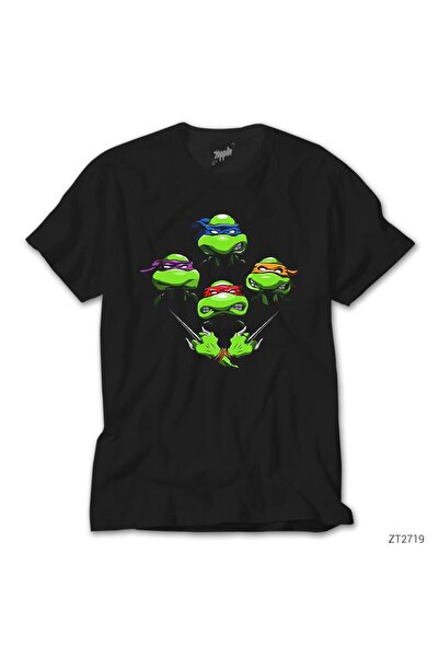 WAKHA Tricou negru cu țestoase Ninja Face