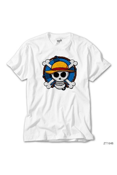 CrowsGate One Piece Skull White T-Shirt
