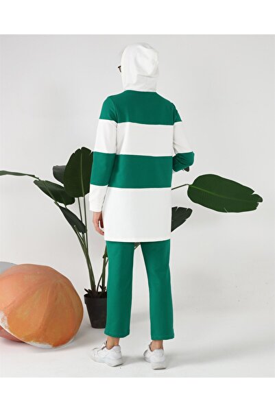 Bwest Αθλητικό σετ με κουκούλα δύο χρωμάτων με οριζόντια γραμμή - 70079.111 - Beneton Green
