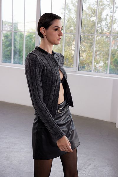 Trendyol Collection Special Series - Anthracite Hair Braided Soft Knitwear Sweater Twoaw25kz00333