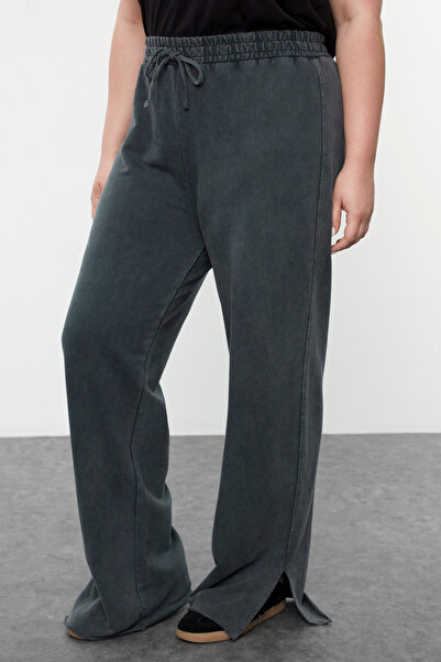 Trendyol Curve Φαρδύ πόδι - Ανθρακί Λεπτό Πλεκτό Φούτερ Tbbaw25aj00001