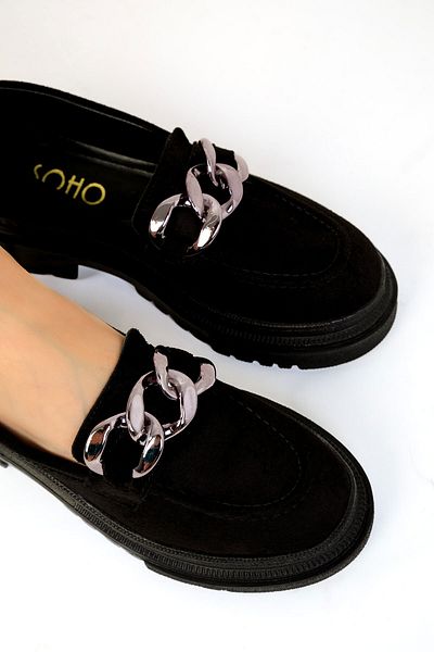 SOHO BLACK SUET Γυναικεία Loafer Παπούτσια 17485